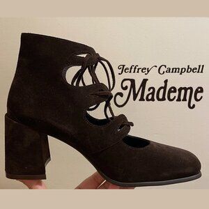Super Cute Brown Suede MADEME Jeffrey Campbell Lace-up Heels, Size 8.5!